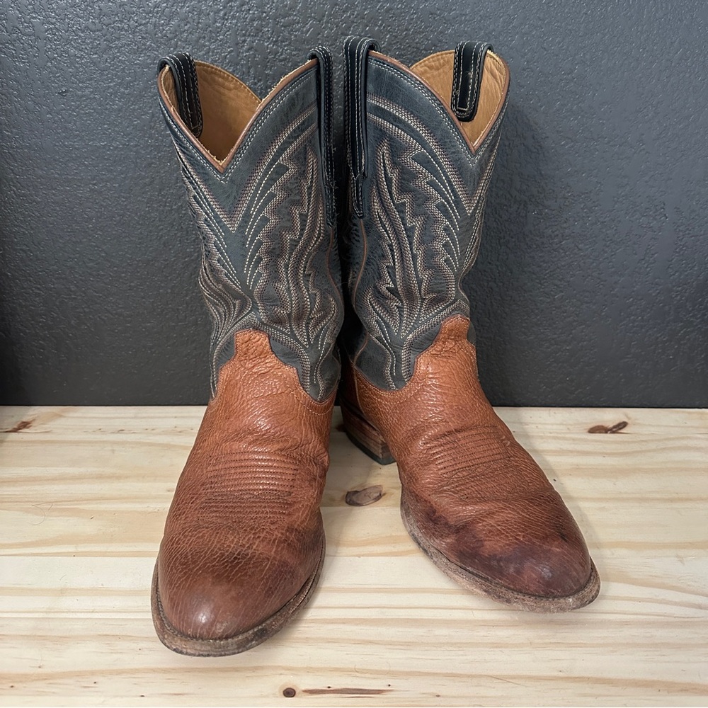 Tecovas Brown and Gray Cowboy Boots